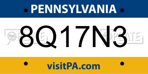 8Q17N3 Pennsylvania License Plate