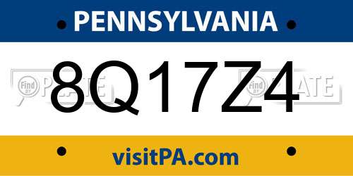 8Q17Z4 Pennsylvania License Plate