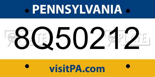 8Q50212 Pennsylvania License Plate