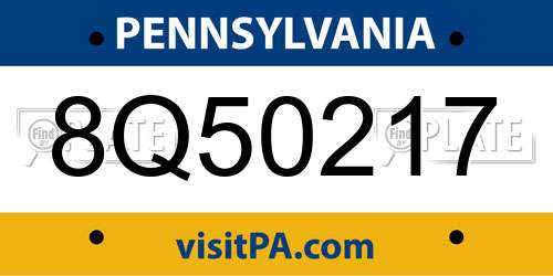 8Q50217 Pennsylvania License Plate
