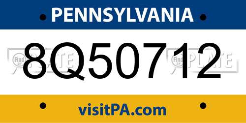 8Q50712 Pennsylvania License Plate