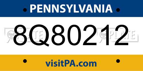 8Q80212 Pennsylvania License Plate
