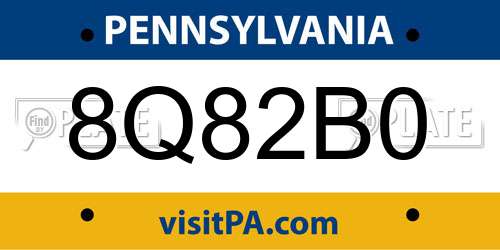 8Q82B0 Pennsylvania License Plate