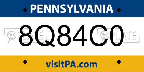 8Q84C0 Pennsylvania License Plate
