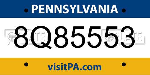 8Q85553 Pennsylvania License Plate