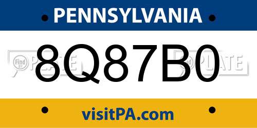 8Q87B0 Pennsylvania License Plate