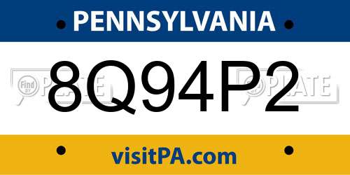 8Q94P2 Pennsylvania License Plate
