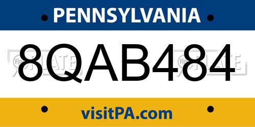 8QAB484 Pennsylvania License Plate