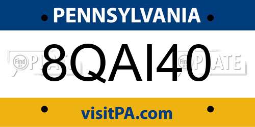 8QAI40 Pennsylvania License Plate