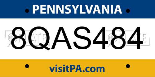 8QAS484 Pennsylvania License Plate