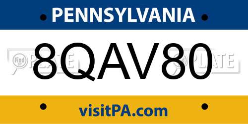 8QAV80 Pennsylvania License Plate