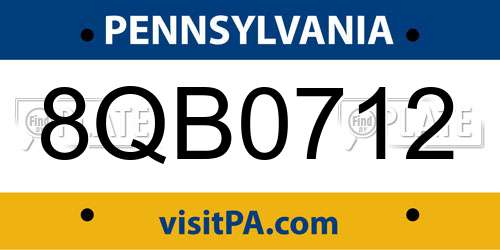 8QB0712 Pennsylvania License Plate