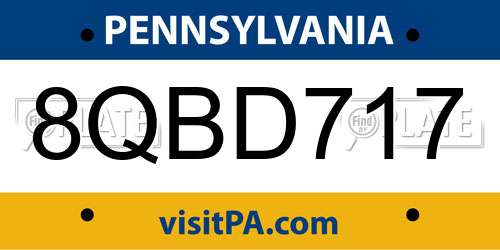 8QBD717 Pennsylvania License Plate