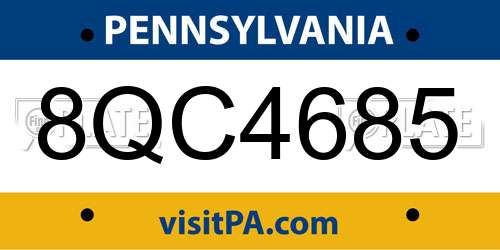 8QC4685 Pennsylvania License Plate