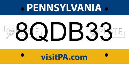 8QDB33 Pennsylvania License Plate