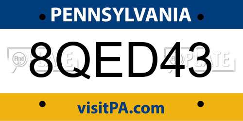 8QED43 Pennsylvania License Plate