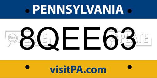 8QEE63 Pennsylvania License Plate