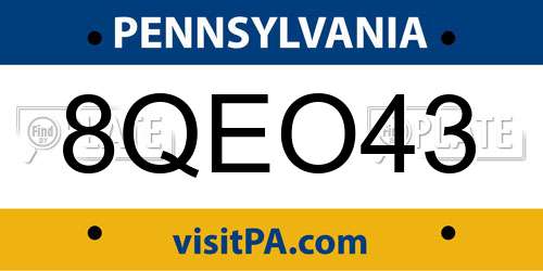 8QEO43 Pennsylvania License Plate