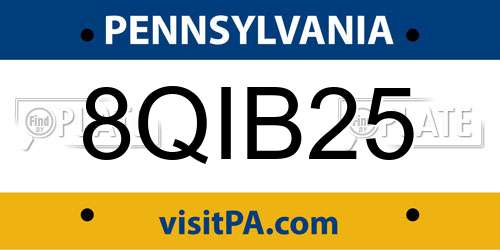8QIB25 Pennsylvania License Plate