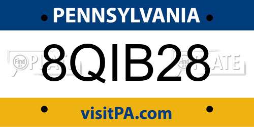 8QIB28 Pennsylvania License Plate