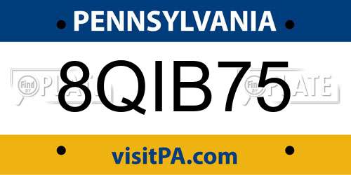 8QIB75 Pennsylvania License Plate