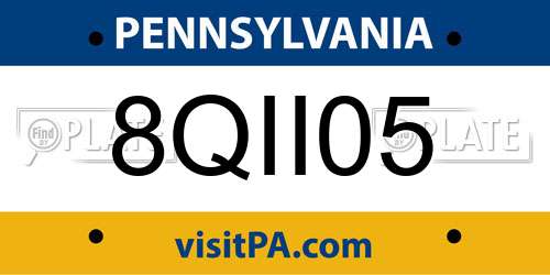 8QII05 Pennsylvania License Plate