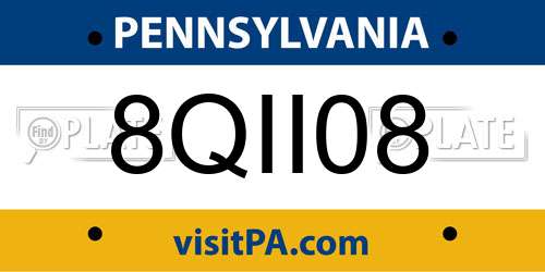 8QII08 Pennsylvania License Plate