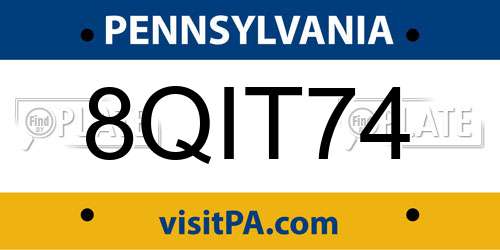 8QIT74 Pennsylvania License Plate