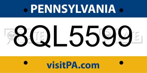 8QL5599 Pennsylvania License Plate