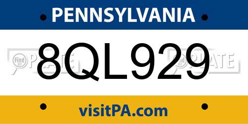 8QL929 Pennsylvania License Plate
