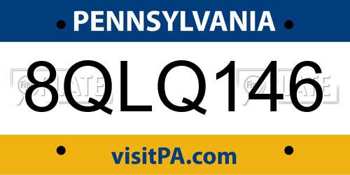 8QLQ146 Pennsylvania License Plate
