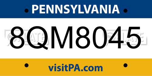 8QM8045 Pennsylvania License Plate