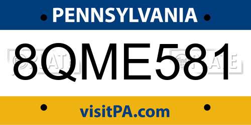 8QME581 Pennsylvania License Plate