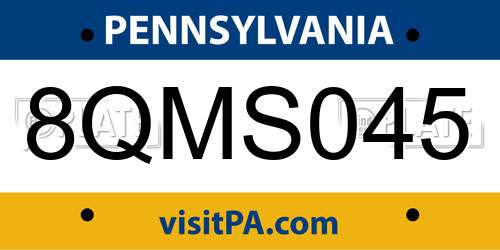8QMS045 Pennsylvania License Plate
