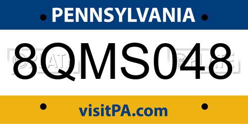 8QMS048 Pennsylvania License Plate