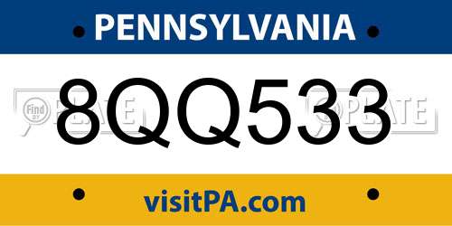 8QQ533 Pennsylvania License Plate