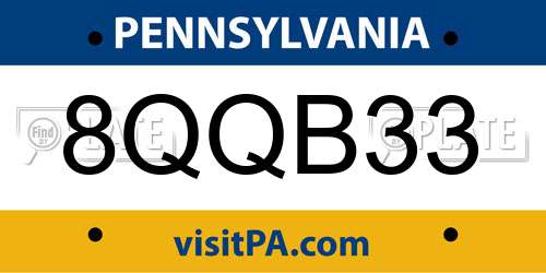 8QQB33 Pennsylvania License Plate