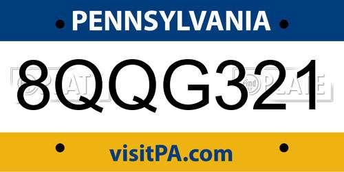 8QQG321 Pennsylvania License Plate