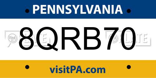 8QRB70 Pennsylvania License Plate