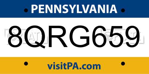 8QRG659 Pennsylvania License Plate