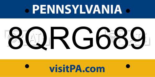 8QRG689 Pennsylvania License Plate