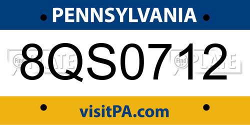 8QS0712 Pennsylvania License Plate