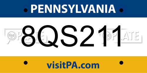 8QS211 Pennsylvania License Plate