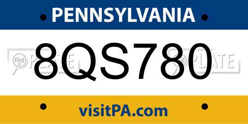 8QS780 Pennsylvania License Plate