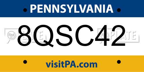 8QSC42 Pennsylvania License Plate