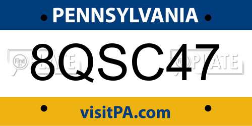 8QSC47 Pennsylvania License Plate