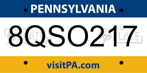 8QSO217 Pennsylvania License Plate