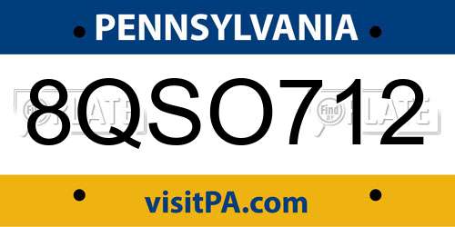8QSO712 Pennsylvania License Plate