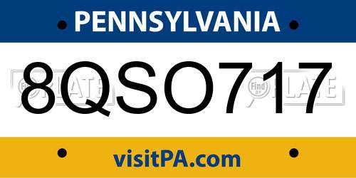 8QSO717 Pennsylvania License Plate
