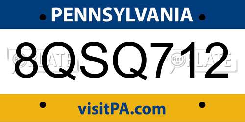 8QSQ712 Pennsylvania License Plate